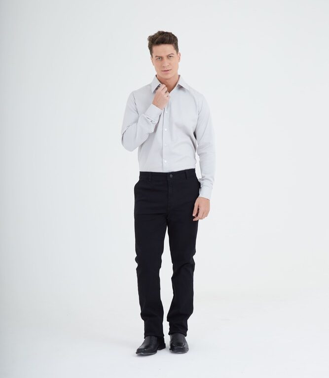 CAMISA SOCIAL TRICOLINE MAQUINETADA TRAD. SICREDI VLS MASCULINA CINZA