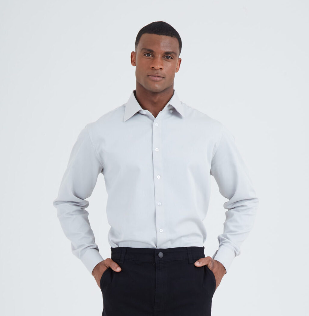 CAMISA SOCIAL TRICOLINE MAQUINETADA SLIM SICREDI VLS MASCULINA CINZA