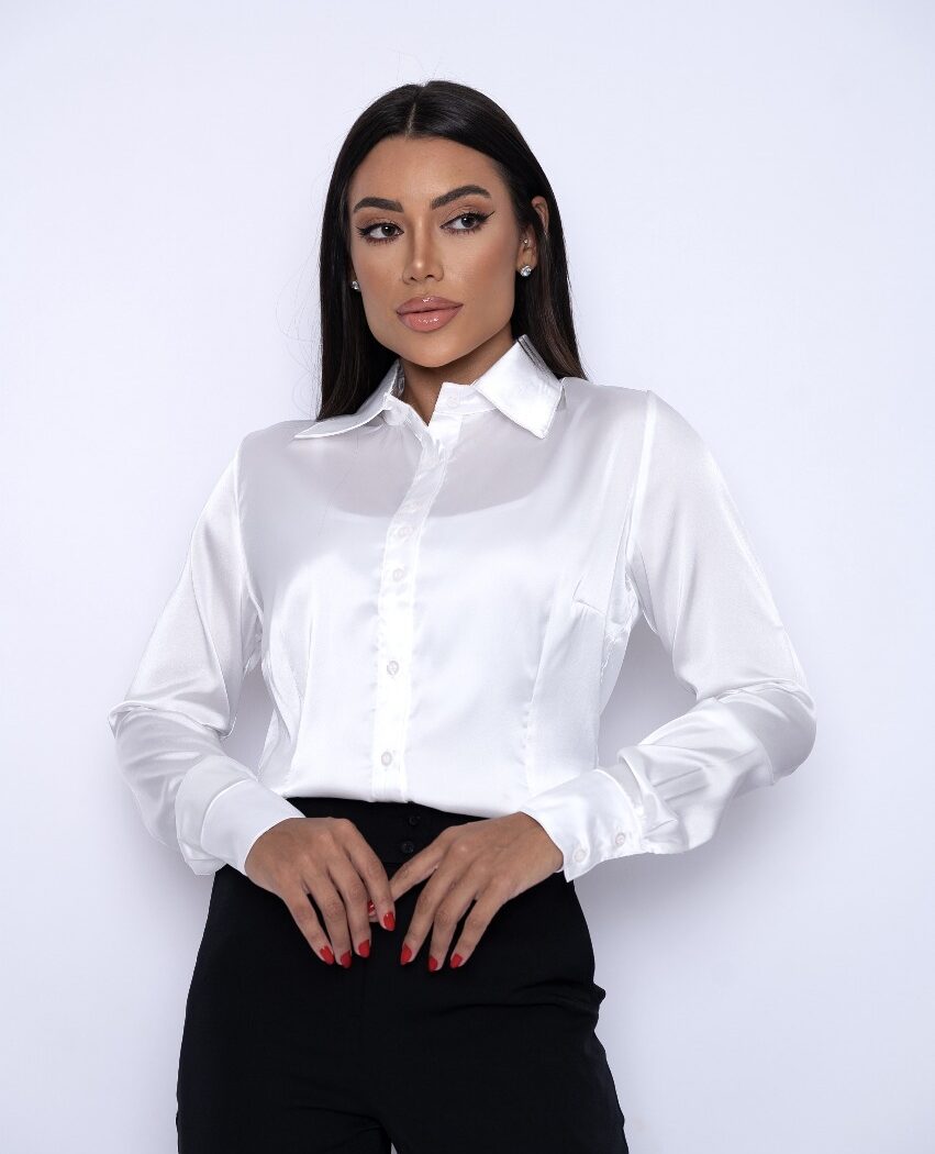 CAMISA SATIN LISA SICREDI VLS FEMININA BRANCA + REGATA UNDERWEAR
