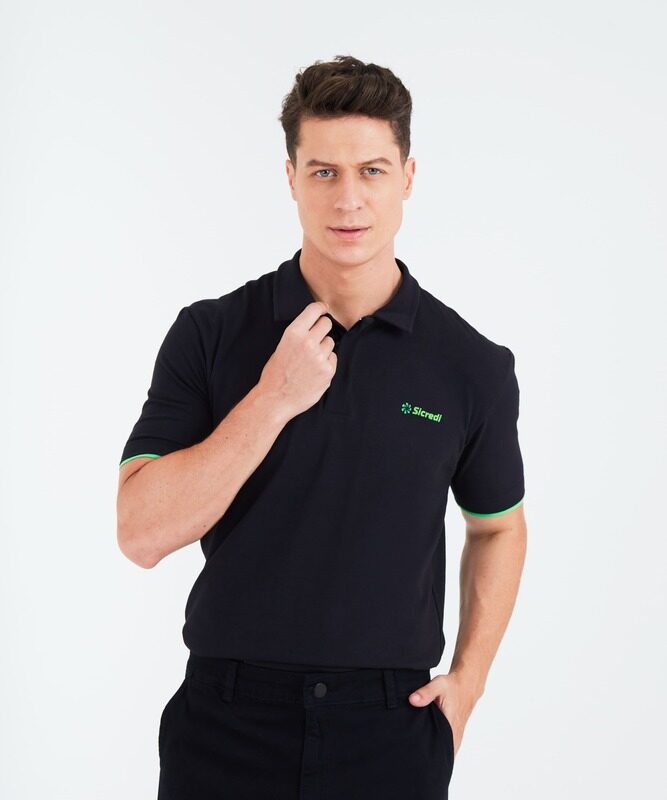 POLO COTTON SICREDI VLS MASCULINA PRETA