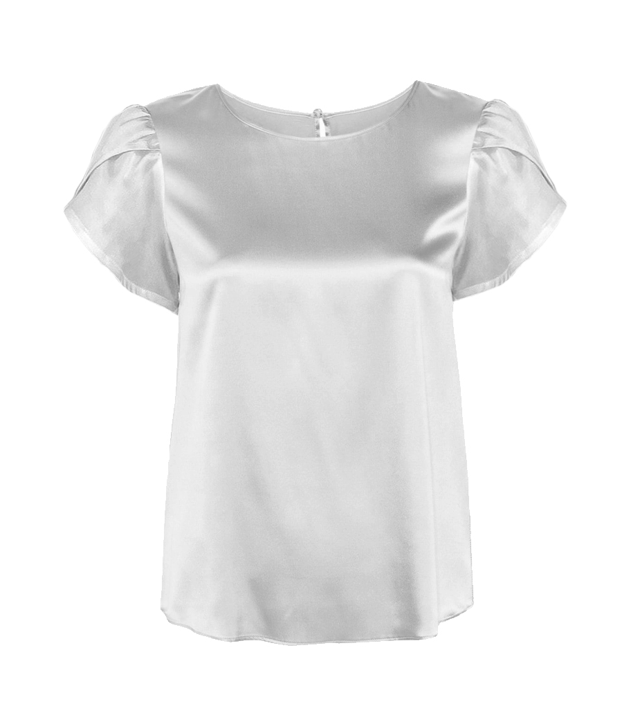 BLUSA SATIN MANGA TULIPA SICREDI VLS FEMININA BRANCA + REGATA UNDERWEAR